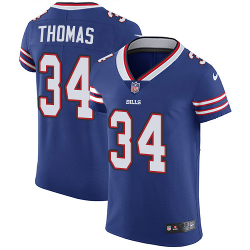 Nike Bills #34 Thurman Thomas Royal Blue Team Color Men's Stitched NFL Vapor Untouchable Elite Jersey - Click Image to Close